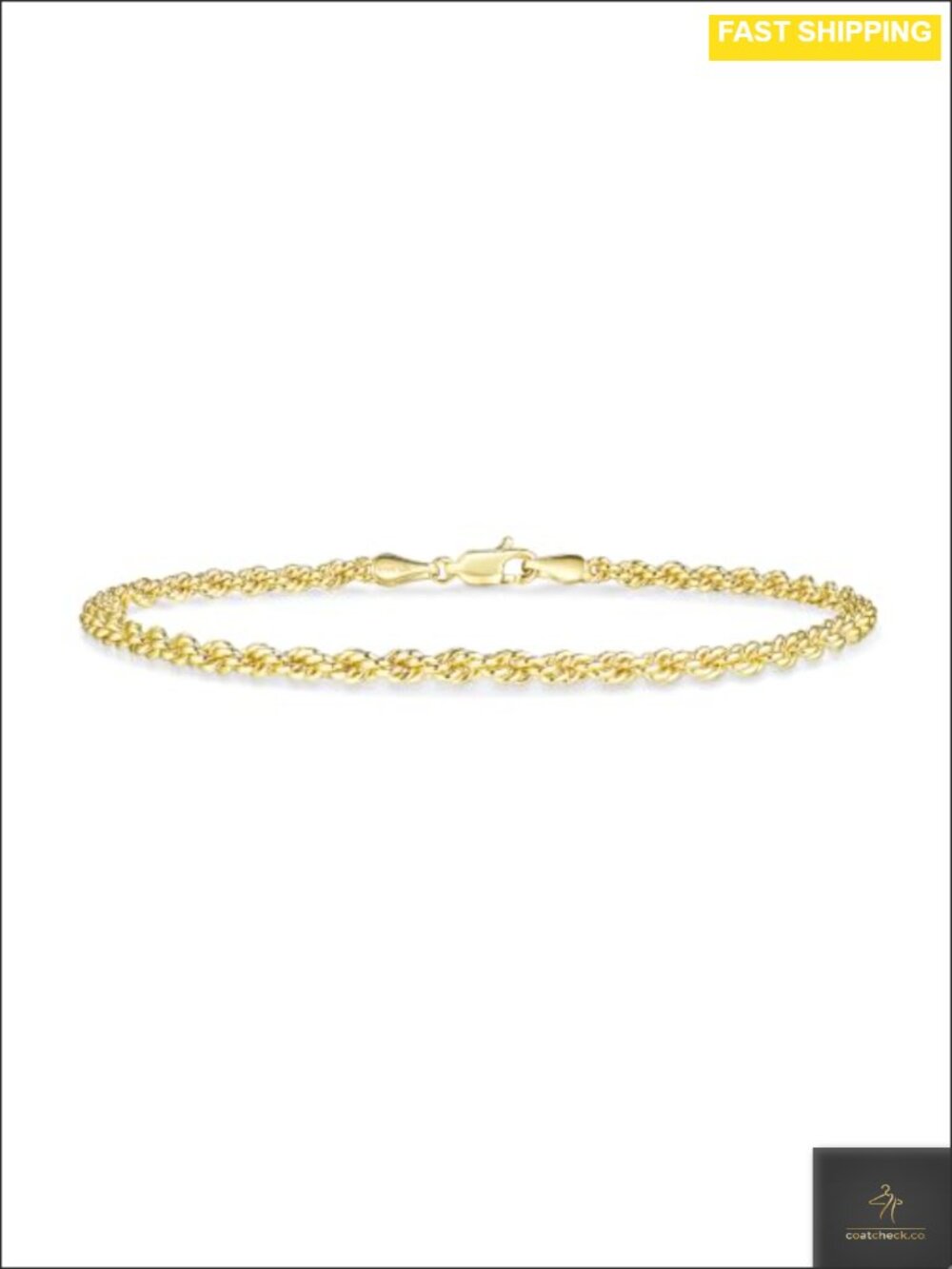 14K Gold Filled Twisted Rope Chain Bracelet Diamond Cut Spiral Link